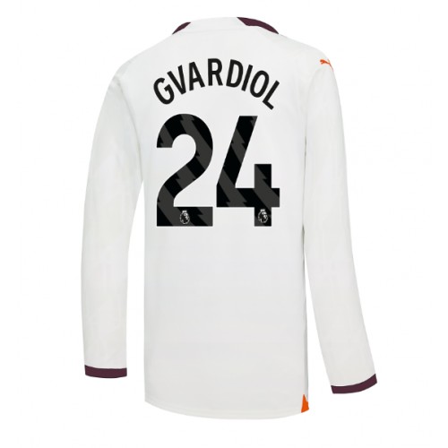 Fotballdrakt Herre Manchester City Josko Gvardiol #24 Bortedrakt 2023-24 Langermet